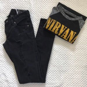 Black Distressed Ripped Skinny Jeans